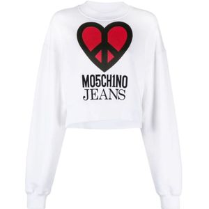 Moschino, Grafische Print Sweatshirt Wit, Dames, Maat:M
