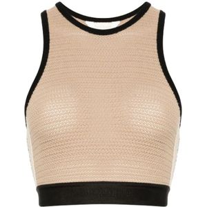 Palm Angels, Sleeveless Tops Beige, Dames, Maat:S