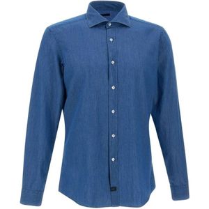 Fay, Overhemden, Heren, Blauw, XL, Katoen, Casual Shirts