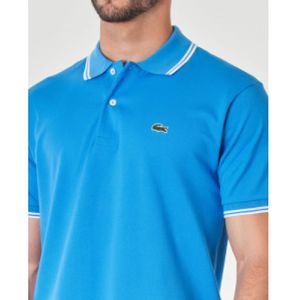 Lacoste, Tops, Heren, Blauw, S, Katoen, Gestreepte Kraag Polo Shirt