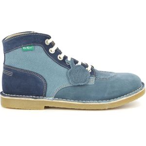 Kickers, Schoenen, Heren, Blauw, 42 EU, Leer, Comfortabele Vetersluiting Leren Enkellaarzen