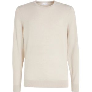 Calvin Klein, Heren Merino Wol Crew Neck Trui Wit, Heren, Maat:XS