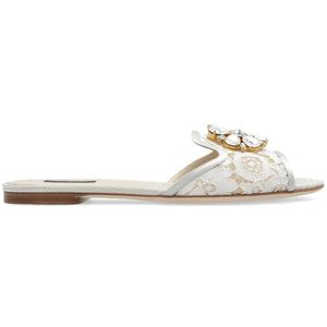 Dolce & Gabbana, Schoenen, Dames, Grijs, 39 EU, Slippers Bianca