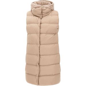 Herno, Jassen, Dames, Beige, M, Faux Fur Hooded Vest Sand