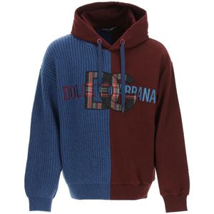 Dolce & Gabbana, Sweatshirts & Hoodies, Heren, Veelkleurig, M, Katoen, Hooded Sweatshirt in Gemengde Techniek
