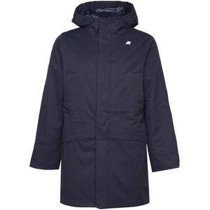 K-Way, Mantels, Heren, Blauw, L, Nylon, Navy Trenchcoat met capuchon