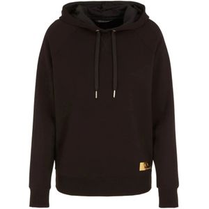 Armani Exchange, Sweatshirts & Hoodies, Dames, Zwart, S, Cropped Scuba Hoodie met Logo Patch