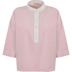 Roy Roger's, Katoenen overhemd met 3/4 mouwen Roze, Dames, Maat:L