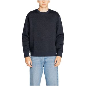 Armani Exchange, Sweatshirts & Hoodies, Heren, Blauw, M, Katoen, Blauwe Bedrukte Sweatshirt Mannen Herfst/Winter