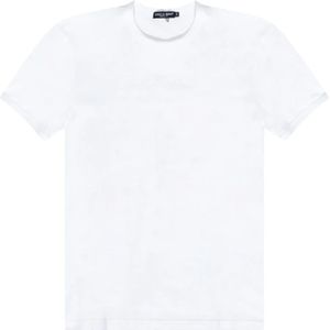 Dolce & Gabbana, Tops, Heren, Wit, S, Katoen, Wit Geborduurd Handtekening T-Shirt