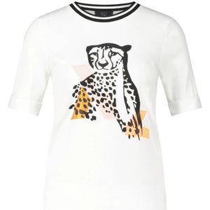 Marc Cain, Tops, Dames, Wit, S, T-shirt met luipaardprint