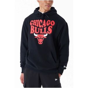 New Era, Chicago Bulls Hoodie Zwart, Heren, Maat:XS