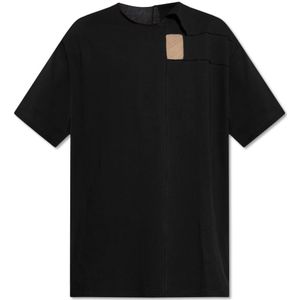 Y-3, Asymmetrisch T-shirt Zwart, Heren, Maat:L