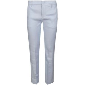 Dondup, Broeken, Dames, Blauw, W27, Linnen, Slim-fit chino broek voor vrouwen