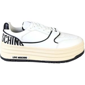 Love Moschino, Bianca EN Zwarte Sneakers Wit, Dames, Maat:40 EU