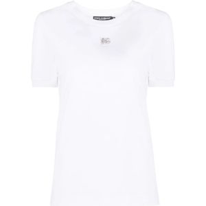 Dolce & Gabbana, Tops, Dames, Wit, XS, Katoen, Witte T-shirts en Polos van Dolce & Gabbana