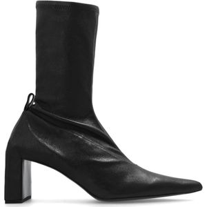 Jil Sander, Schoenen, Dames, Zwart, 36 EU, Leer, Leren laarzen met hak