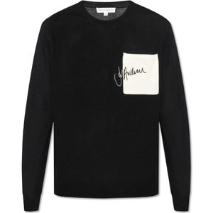 JW Anderson, Sweatshirts & Hoodies, Heren, Zwart, S, Wol, Wollen trui met logo