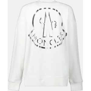 Moncler, Sweatshirts & Hoodies, Dames, Wit, M, Katoen, Metallic Logo Sweatshirt