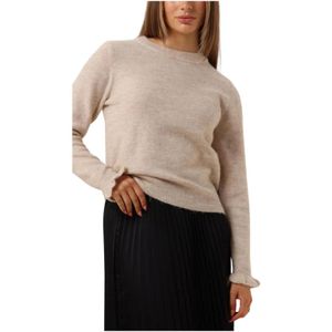 Selected Femme, Truien, Dames, Beige, L, Beige Gebreide Ruche Manchet Trui