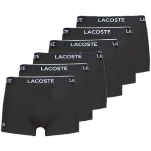 Lacoste, Moderne Comfort Boxer 6-Pack Zwart, Heren, Maat:S