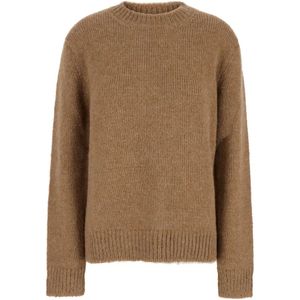 Jil Sander, Truien, Dames, Beige, M, Wol, Beige Wol Crewneck Sweater