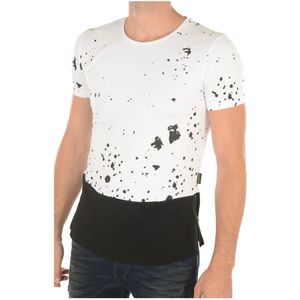 Goldenim paris, Tops, Heren, Wit, M, Katoen, Twee-kleur T-shirt 1457 voor mannen