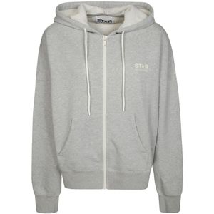 Golden Goose, Sweatshirts & Hoodies, Dames, Grijs, M, Hoodie met volledige rits logo