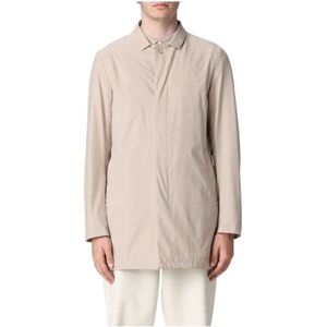 People of Shibuya, Jassen, Heren, Beige, XL, Polyester, Waterafstotende Trenchcoat met Slim Fit