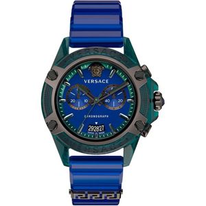 Versace, Sport Chrono Active Horloge Blauw-Groen Veelkleurig, unisex, Maat:ONE Size