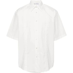 Acne Studios, Overhemden, Heren, Wit, S, Katoen, Witte Katoenen Poplin Shirt met Panelen