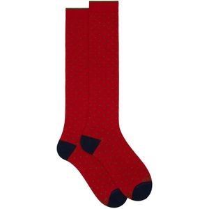 Gallo, Ondergoed, Dames, Veelkleurig, S, Katoen, Rode gestippelde katoenen sokken