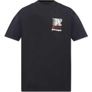 Palm Angels, Bedrukt T-shirt Zwart, Heren, Maat:S