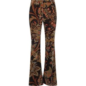 Etro, Broeken, Dames, Bruin, M, Katoen, Bloemen Paisley Print Flared Broek