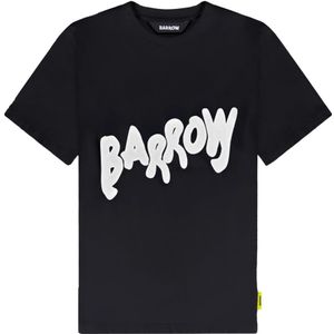 Barrow, Tops, unisex, Zwart, M, Katoen, Flock Print T-Shirt