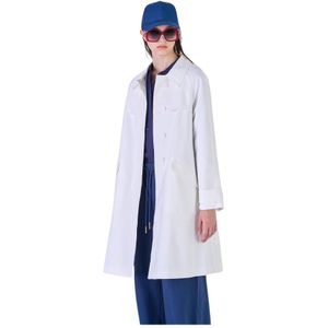 Silvian Heach, Mantels, Dames, Wit, 2Xs, Polyester, Lange Single-Breasted Trenchcoat