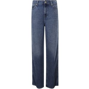 7 For All Mankind, Jeans, Dames, Blauw, W25, Denim, Hoge Taille Wijde Pijp Denim Jeans