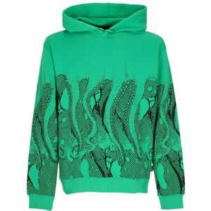 Octopus, Sweatshirts & Hoodies, Heren, Groen, XL, Groene Fishnet Lichtgewicht Hoodie Streetwear