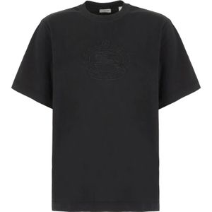 Burberry, Tops, Heren, Zwart, L, Katoen, Casual Katoenen T-Shirt voor Mannen