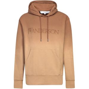 JW Anderson, Sweatshirts & Hoodies, Heren, Bruin, XL, Katoen, Bruine Hoodie met Kangoeroezak