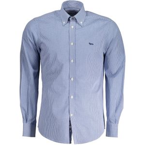 Harmont & Blaine, Overhemden, Heren, Blauw, L, Katoen, Blauw Katoenen Overhemd, Regular Fit