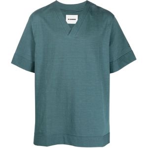 Jil Sander, Tops, Heren, Blauw, XL, Katoen, Blauw Casual T-Shirt voor Mannen