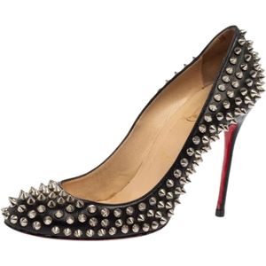 Christian Louboutin Pre-owned, Pre-owned, Dames, Zwart, 39 EU, Leer, Tweedehands leren hakken