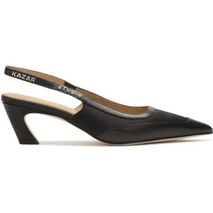 Kazar Studio, Schoenen, Dames, Zwart, 40 EU, Leer, Zwarte slingback-pumps met een modieuze hak