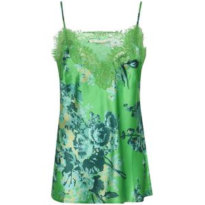 Gold Hawk, Tops, Dames, Groen, L, Groene Bloemen Topkleding