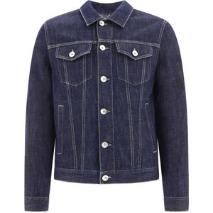 Brunello Cucinelli, Lichtgewicht Denim Vier Zakken Jas Blauw, Heren, Maat:L