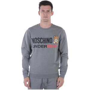 Moschino, Sweatshirts & Hoodies, Heren, Grijs, L, Katoen, Capuchontrui