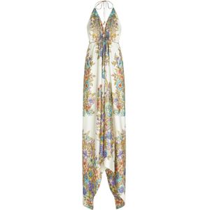 Etro, Kleedjes, Dames, Veelkleurig, M, Multicolor Boeket Print Asymmetrische Jurk