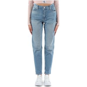 Calvin Klein Jeans, Jeans, Dames, Blauw, W24, Katoen, Mom Fit Five-Pocket Jeans