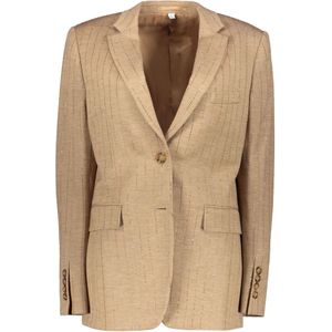 Burberry, Jassen, Dames, Beige, 4Xs, Wol, Blazer met strass en reverskraag